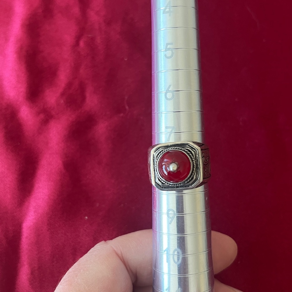 Vintage Berber Tribal Solid Silver Ring With Carn… - image 4